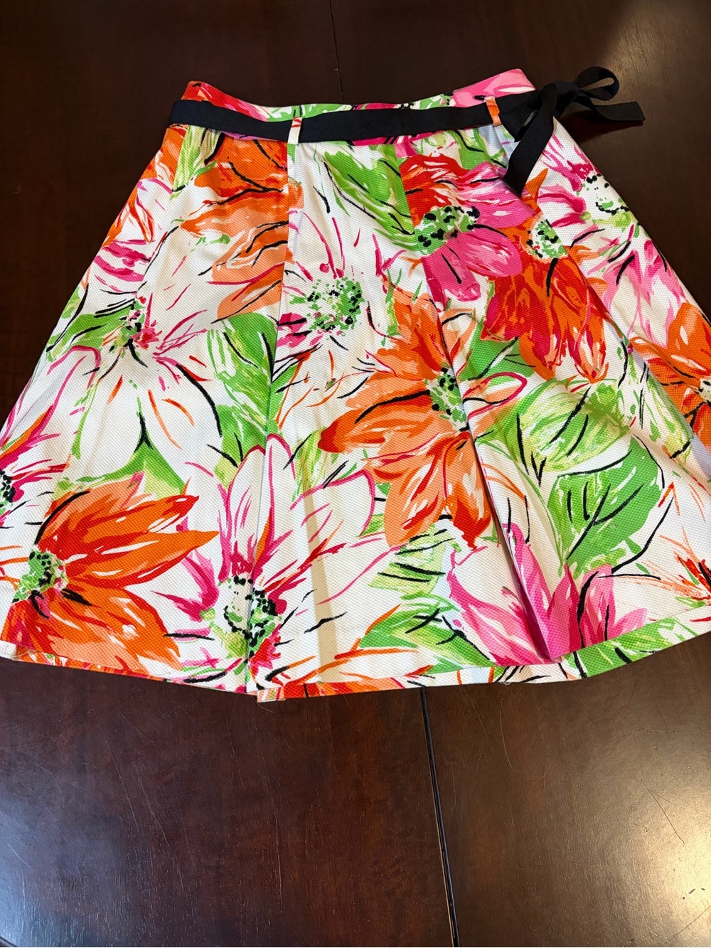 Grace Elements Floral Midi Skirt in White with Orange, Pink & Green